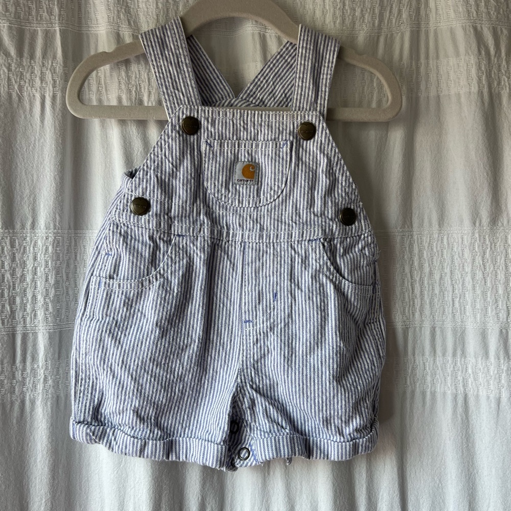 Carhartt Baby Overalls in Blue and White Stripes